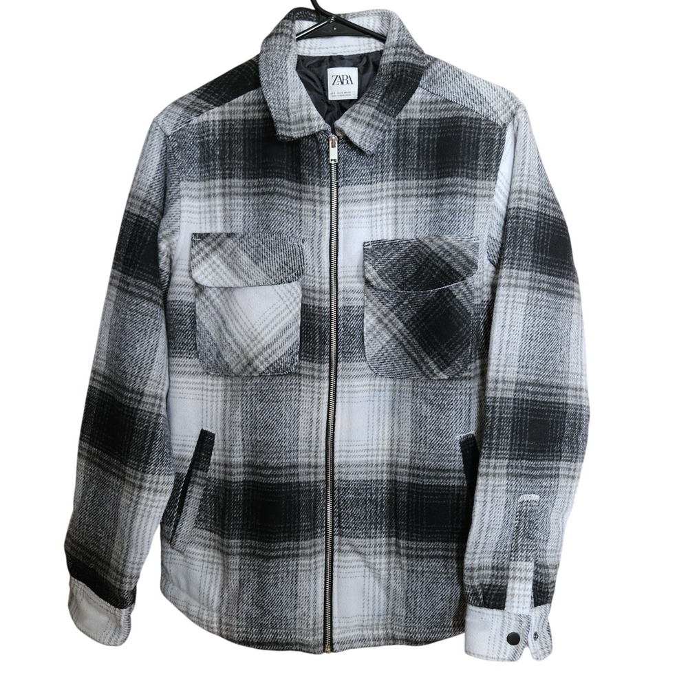 Zara Men's Plaid‎ Padded Flannel Jacket S Unisex Oversized Boyfriend Shacket